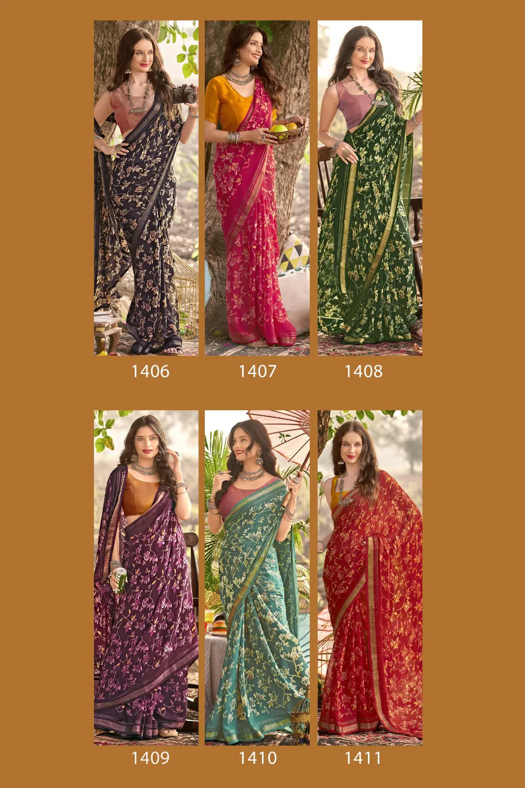 Komalika Vol 2 By Vallabhi Moss Georgette Printed Daily Wear Saree Exporters In India
